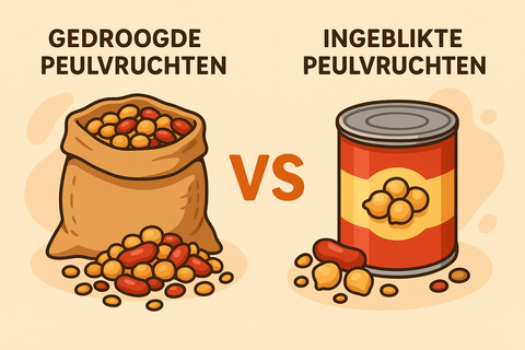 Verschil tussen ingeblikte en gedroogde peulvruchten