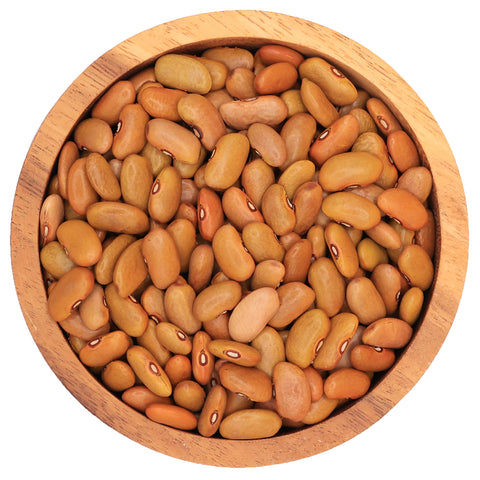 Friese woudbonen in houten kom – gedroogde lichtbruine bonen met ovale vorm